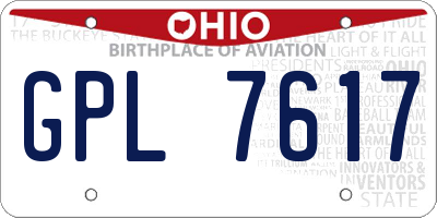 OH license plate GPL7617