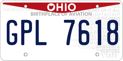 OH license plate GPL7618