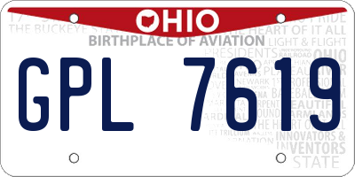 OH license plate GPL7619