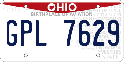 OH license plate GPL7629