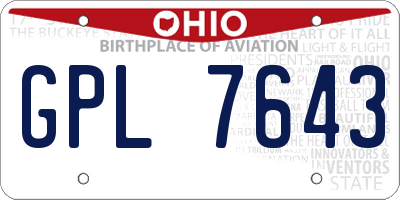 OH license plate GPL7643