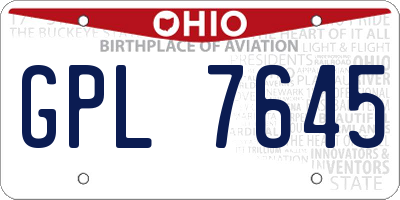 OH license plate GPL7645