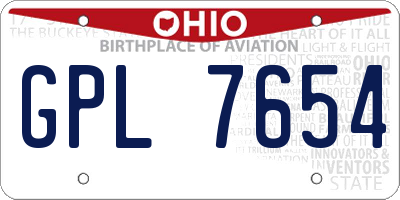 OH license plate GPL7654