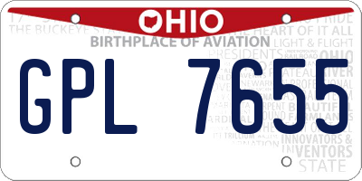 OH license plate GPL7655