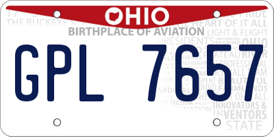 OH license plate GPL7657