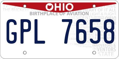OH license plate GPL7658