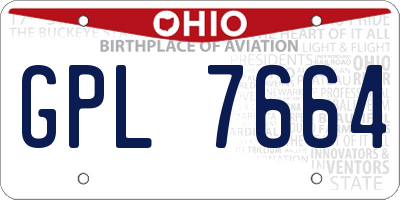 OH license plate GPL7664