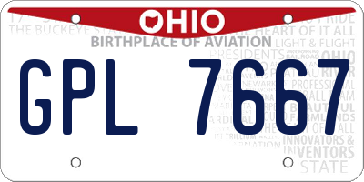 OH license plate GPL7667