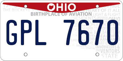 OH license plate GPL7670