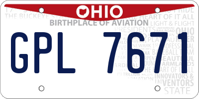 OH license plate GPL7671