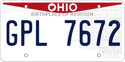 OH license plate GPL7672