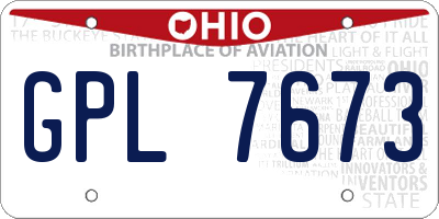 OH license plate GPL7673