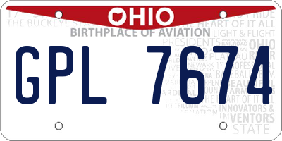 OH license plate GPL7674