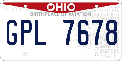 OH license plate GPL7678