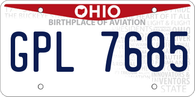 OH license plate GPL7685