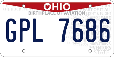 OH license plate GPL7686