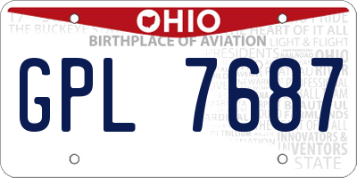 OH license plate GPL7687