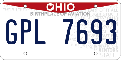OH license plate GPL7693