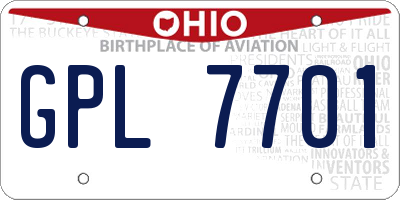 OH license plate GPL7701