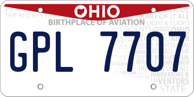 OH license plate GPL7707