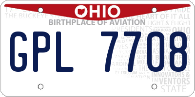 OH license plate GPL7708