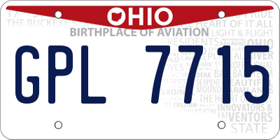 OH license plate GPL7715