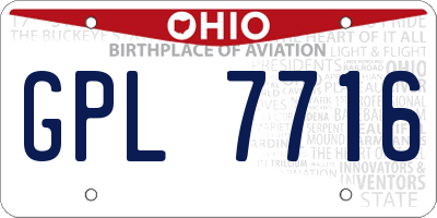 OH license plate GPL7716
