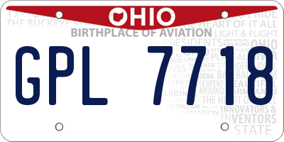 OH license plate GPL7718