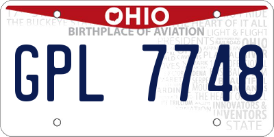 OH license plate GPL7748