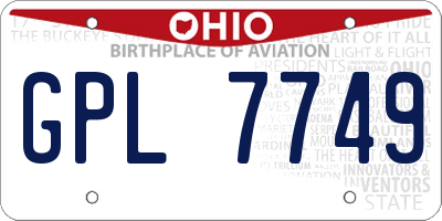 OH license plate GPL7749