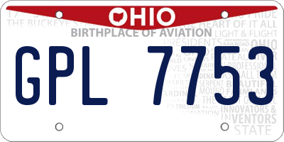 OH license plate GPL7753