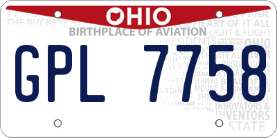 OH license plate GPL7758