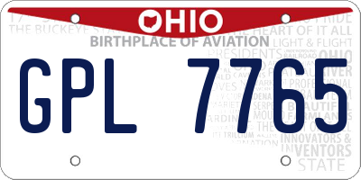 OH license plate GPL7765