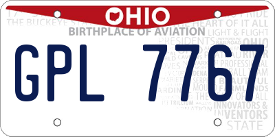 OH license plate GPL7767