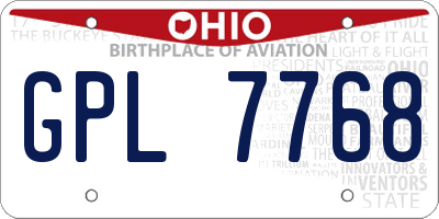 OH license plate GPL7768