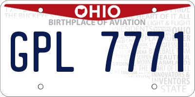 OH license plate GPL7771