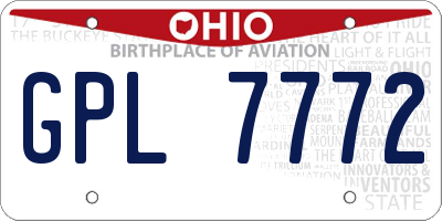 OH license plate GPL7772