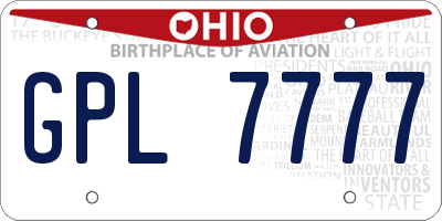 OH license plate GPL7777