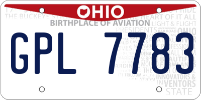 OH license plate GPL7783