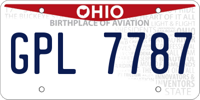 OH license plate GPL7787