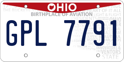 OH license plate GPL7791