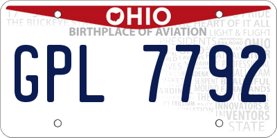 OH license plate GPL7792
