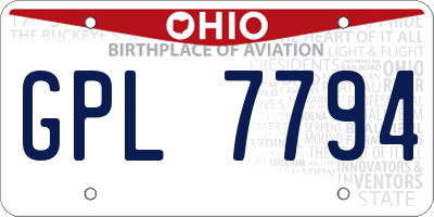 OH license plate GPL7794