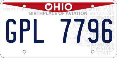 OH license plate GPL7796