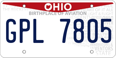 OH license plate GPL7805