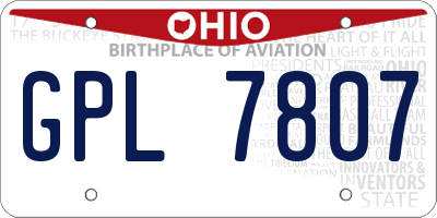 OH license plate GPL7807
