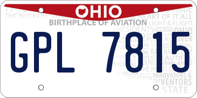 OH license plate GPL7815