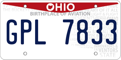 OH license plate GPL7833