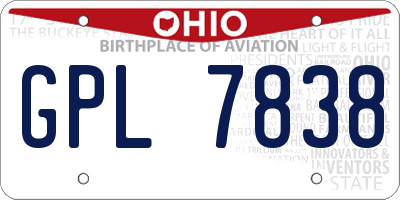 OH license plate GPL7838