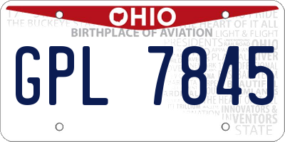 OH license plate GPL7845